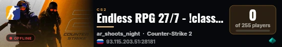 Endless RPG 27/7 - !class | !market live status badge