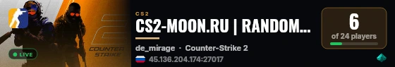 CS2-MOON.RU | RANDOMS ROUNDS [АНТИЧИТ, СКИНЫ] #6 live status badge