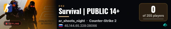 Survival | PUBLIC 14+ live status badge