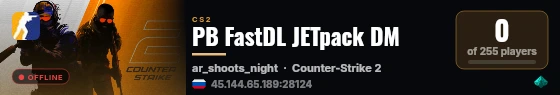 PB FastDL JETpack DM live status badge