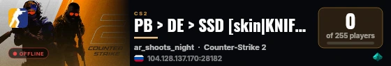 PB > DE > SSD [skin|KNIFE|SHOP|VIP] live status badge