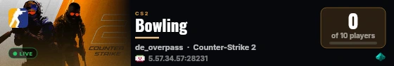 Bowling live status badge