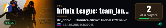 Infinix League: team_lane vs team_Bludyyy live status badge