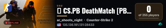 🟢 CS.PB DeathMatch [PB+DE]FFA-128TK live status badge