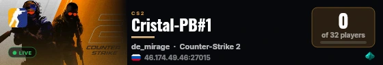Cristal-PB#1 live status badge