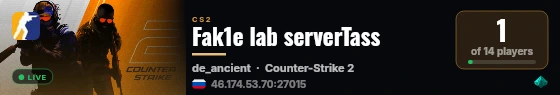 Fak1e lab serverTass live status badge