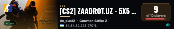 [CS2] ZAADROT.UZ - 5X5 #3 | !KNIFE !SKINS live status badge