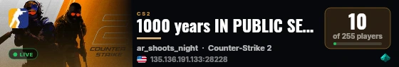 1000 years IN PUBLIC SERVER live status badge