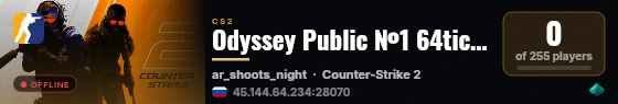 Odyssey Public №1 64tick [!knife !skin !gloves] live status badge