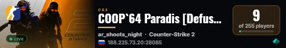 COOP`64 Paradis [Defuse] v3.1 37/64 live status badge