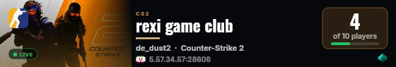 rexi game club live status badge