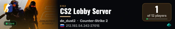 CS2 Lobby Server live status badge