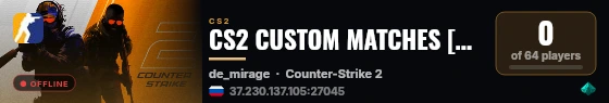 CS2 CUSTOM MATCHES [RU] — CYBERSHOKE.NET live status badge
