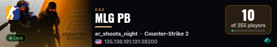 MLG PB live status badge