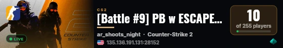 [Battle #9] PB w ESCAPE 2 [Москва: 128t] live status badge