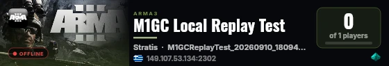 M1GC Local Replay Test live status badge