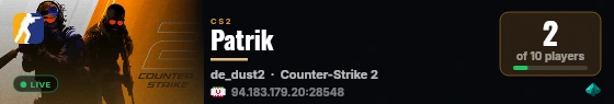 Patrik live status badge