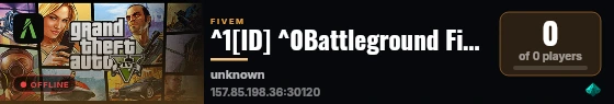 ^1[ID] ^0Battleground FiveM | ^2PVP ^0- ^3Battle Royale ^0- ^5Arena ^0| High Performance live status badge