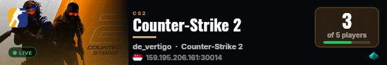Counter-Strike 2 live status badge