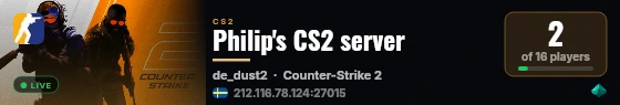 Philip's CS2 server live status badge