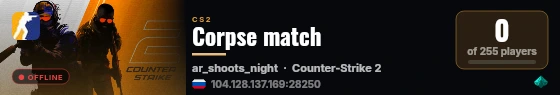 Corpse match live status badge