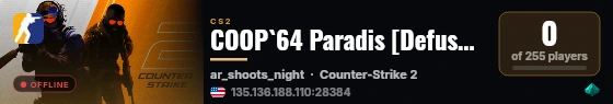 COOP`64 Paradis [Defuse] v3.1 37/64 live status badge