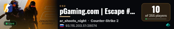 pGaming.com | Escape #2 | !knife !skin !store | 128T SEA. live status badge