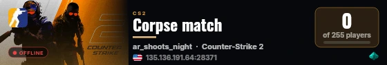 Corpse match live status badge