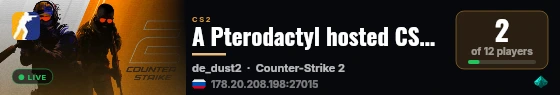 A Pterodactyl hosted CS2 Server live status badge