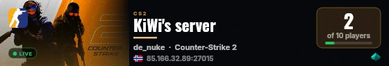 KiWi's server live status badge