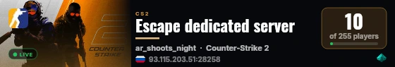 Escape dedicated server live status badge