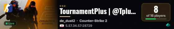 TournamentPlus | @TplusGp (zyrax.ir) live status badge