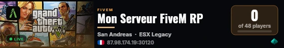 Mon Serveur FiveM RP - ESX Legacy live status badge