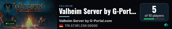 Valheim Server by G-Portal.com live status badge