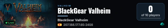 BlackGear Valheim live status badge