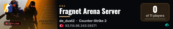Fragnet Arena Server live status badge