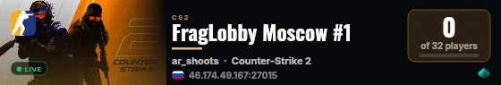 FragLobby Moscow #1 live status badge