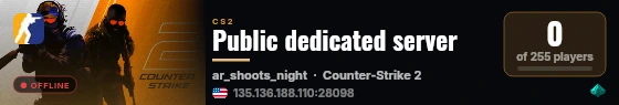 Public dedicated server live status badge