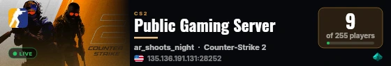 Public Gaming Server live status badge