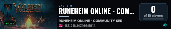 RUNEHEIM ONLINE - COMMUNITY SERVER live status badge