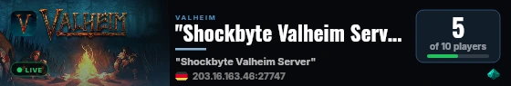 "Shockbyte Valheim Server" live status badge