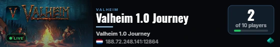Valheim 1.0 Journey live status badge