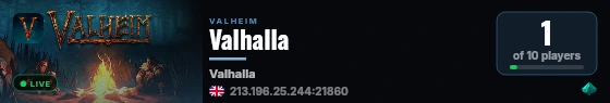Valhalla live status badge