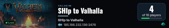 SHIp to Valhalla live status badge
