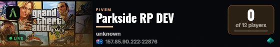 Parkside RP DEV live status badge