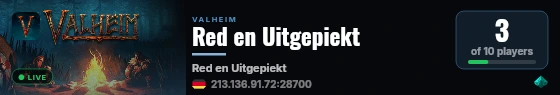 Red en Uitgepiekt live status badge