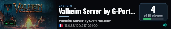 Valheim Server by G-Portal.com Svanny live status badge