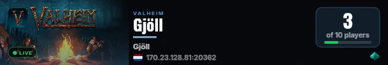 Gjöll live status badge