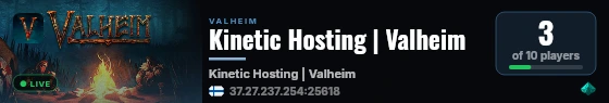 Kinetic Hosting | Valheim live status badge