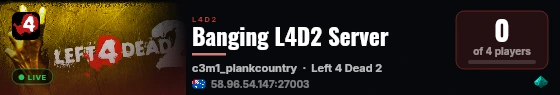 Banging L4D2 Server live status badge